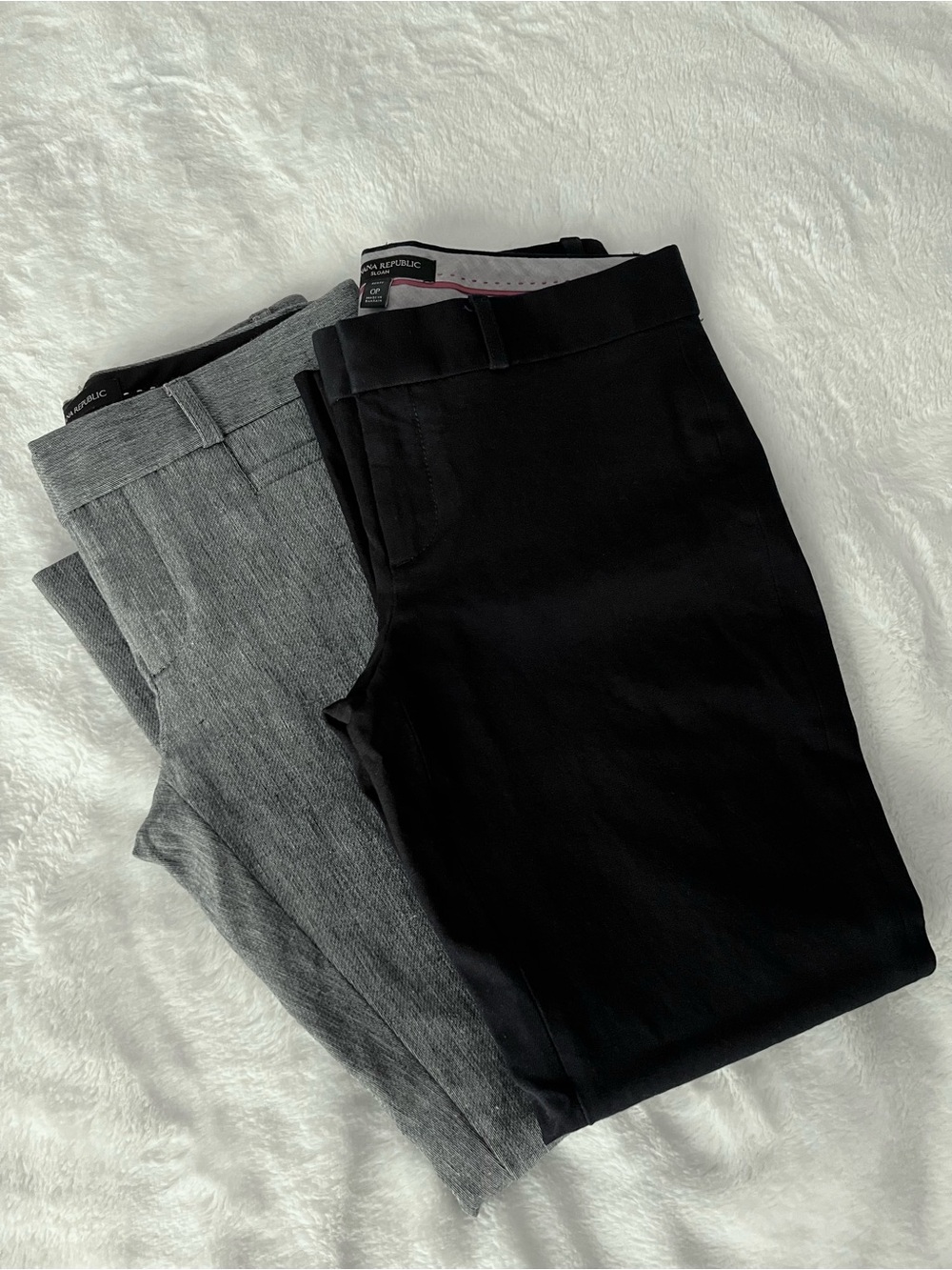 2 Pairs Banana Republic Sloan Stretch Pants Gray and Navy | 0 Petite